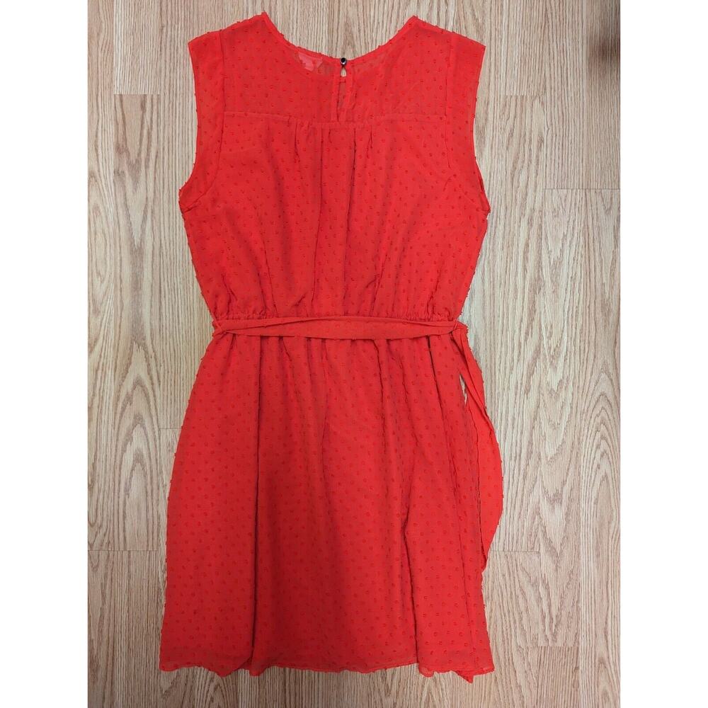 Maison Jules Women's Swiss Dot A Line Red Dress Sleeveless Size XL Sheer Whimsy - Picture 3 of 14